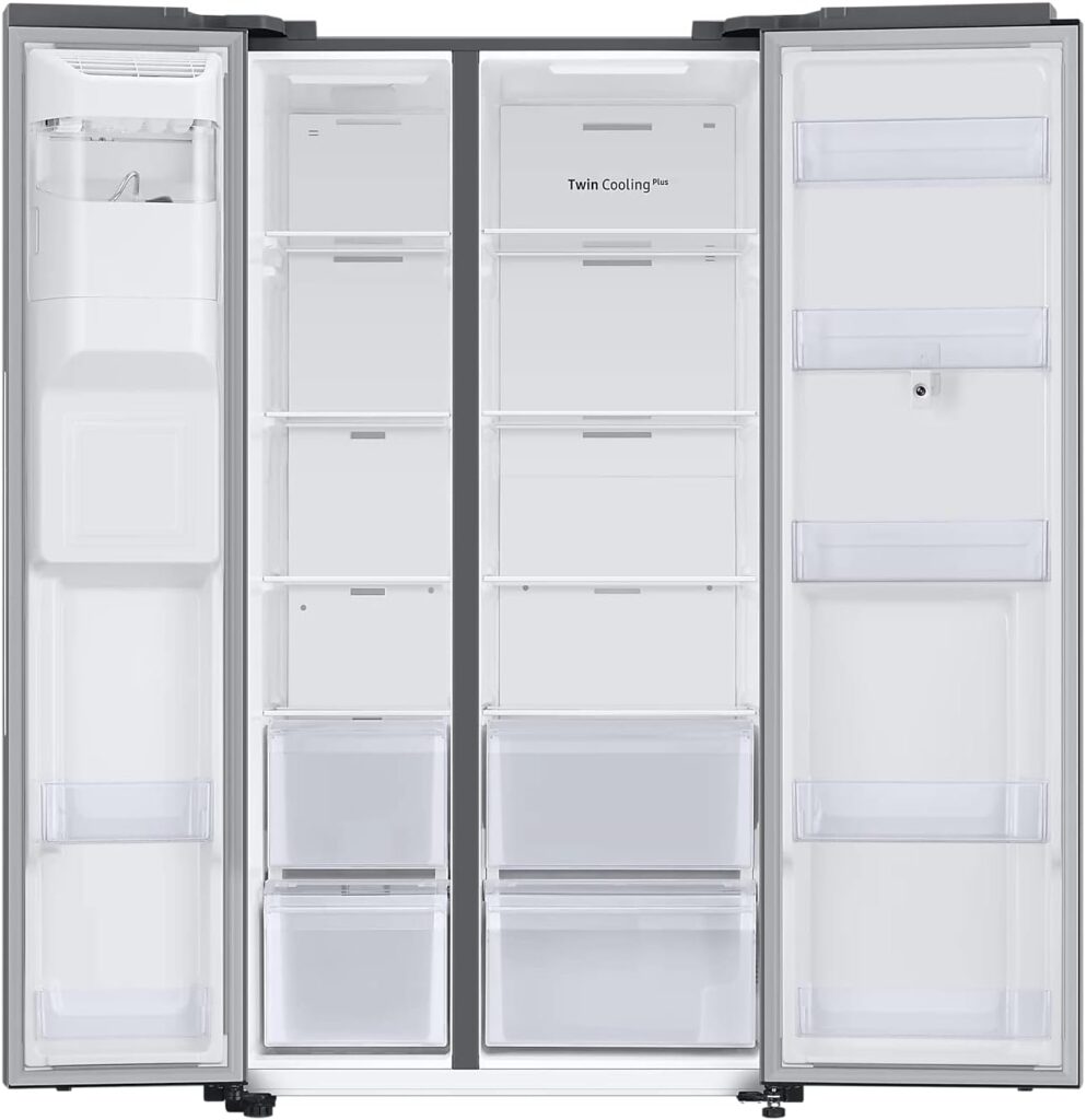 614 Litre Side-By-Side American Fridge Freezer - Brushed Steel